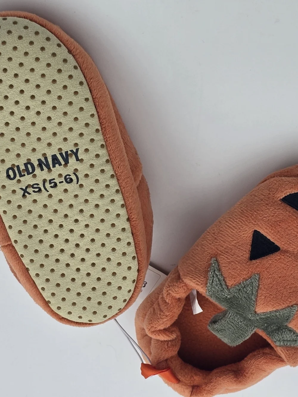 Old Navy Kids Pumpkin Plush Slippers - Orange with Green Stem